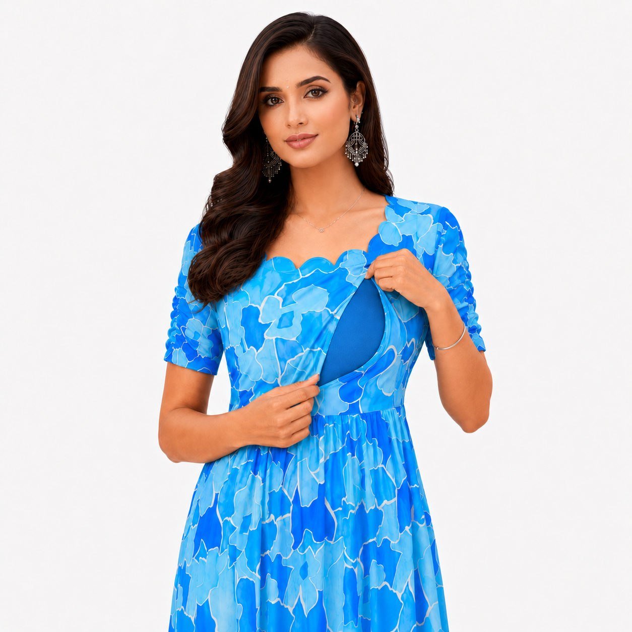 Light and Dark Blue Flower Maxi Dress