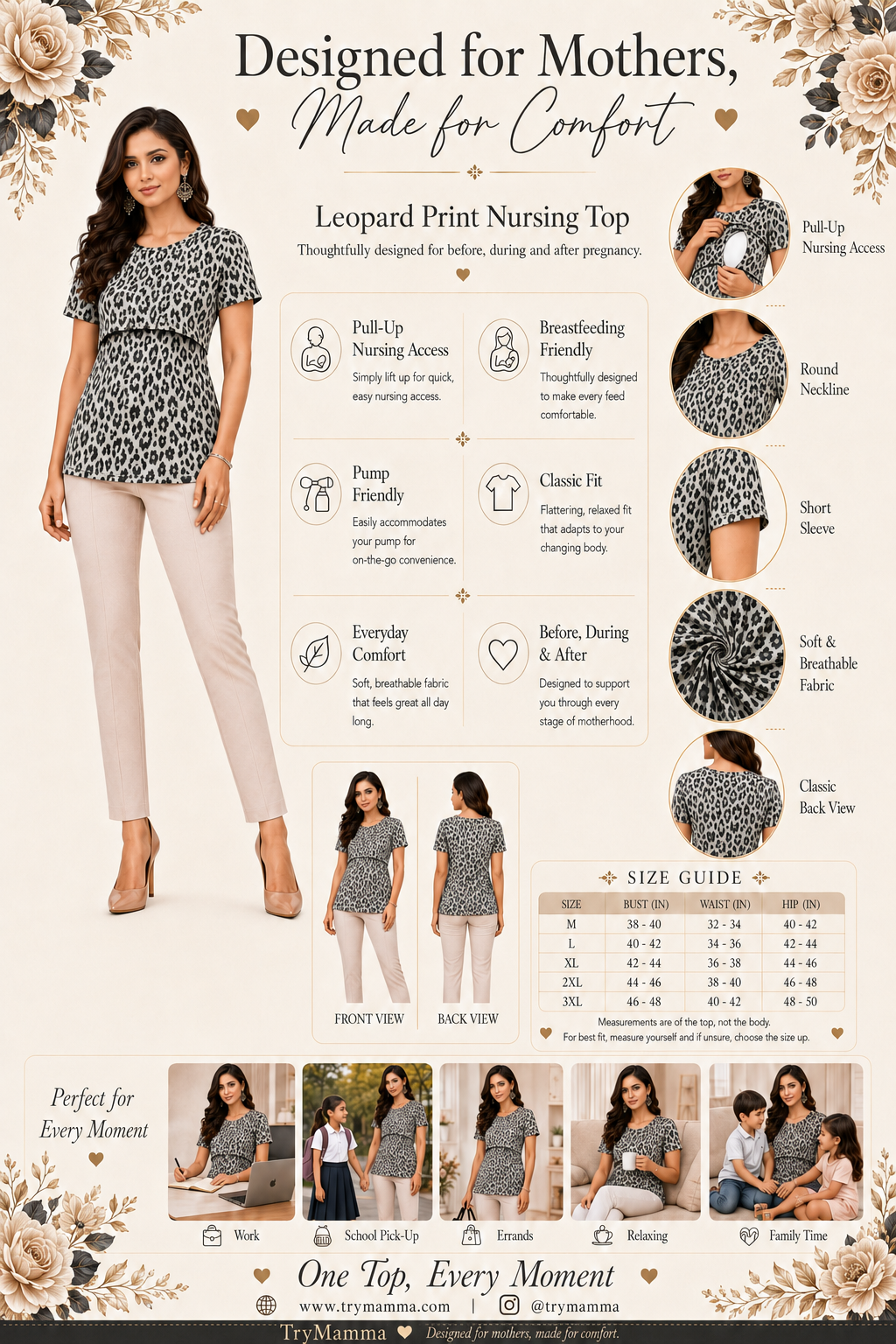 Black and Beige Leopard Feeding T-Shirt
