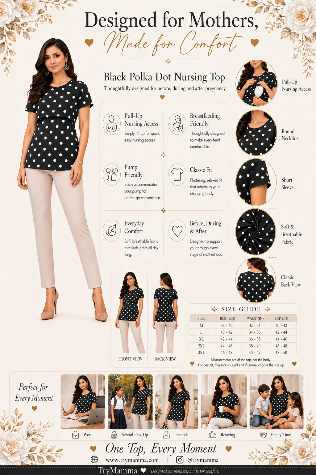 Black and White Polka-Dot Feeding T-Shirt