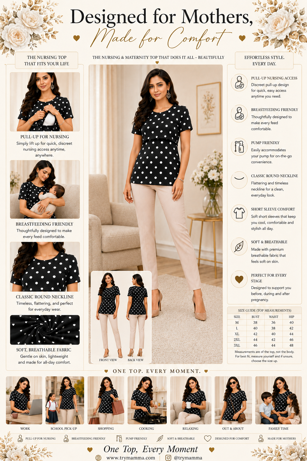 Black and White Polka-Dot Feeding T-Shirt