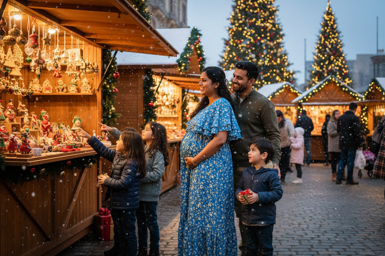Blue Floral Dress Family Scene