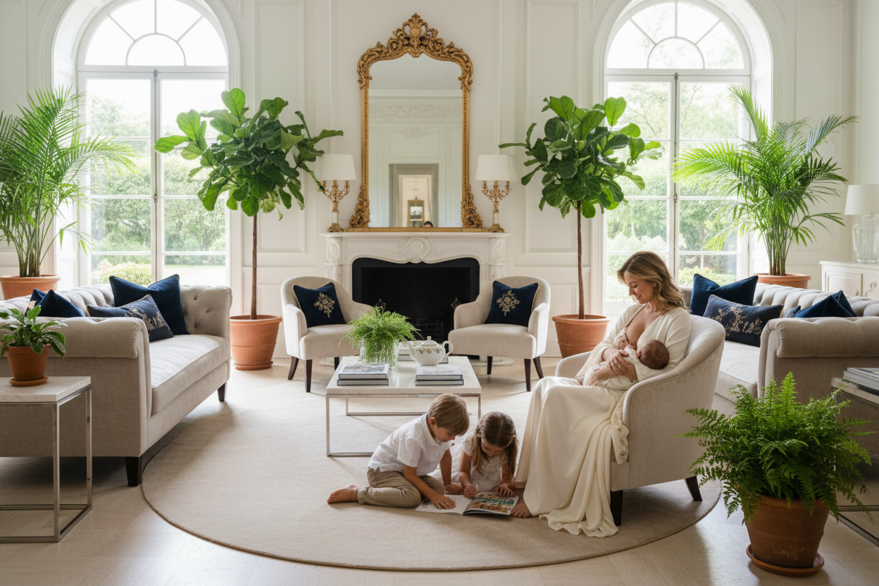 change the carpet colour to beige and the dress colour to cream with plants 